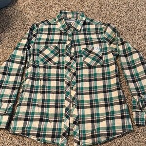 Dutch Bros Black and Green Button Down Shirt